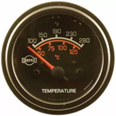 12V Electric Temperature Sensor 100-280F W/ Red Pointer, Black Bezel