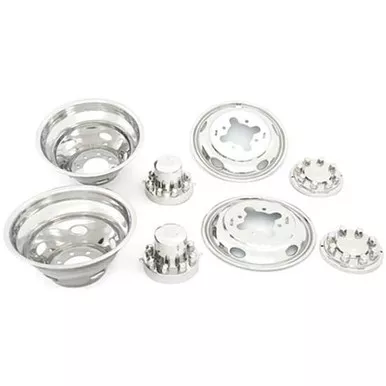 17 Inch 8 Lug Stainless Steel Steer, Driver Wheel Simulator Set With Custom Liner For Dodge Ram 3500