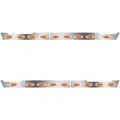 62 Inch Stainless Front Side Fairing Panels W/ 18 P1 Amber/Amber LEDs For Volvo VNL Gen II 730/780 2003 - 08/2005