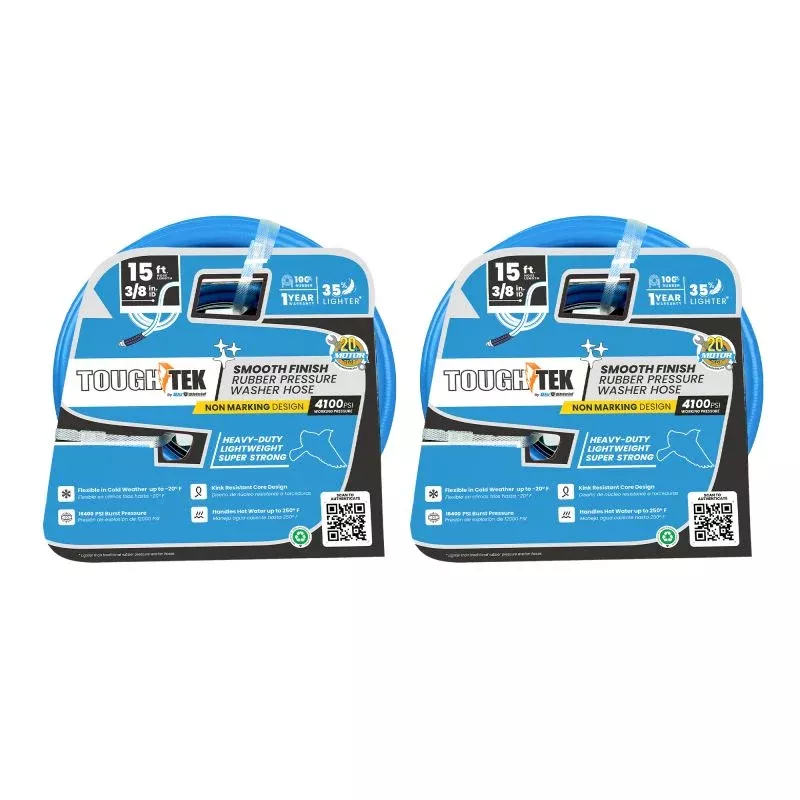 BluBird Blu Shield Tough Tek Rubber Pressure Washer Hose 3/8" X 15' (4000:16000 PSI) 2 Pack TTPW3815-NM-2pk