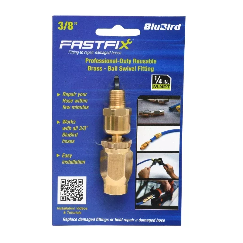 BluBird Fast Fix - 3/8" Air Hose Assembly Repair Fitting - w/ 1/4" MNPT Swivel FFSW38