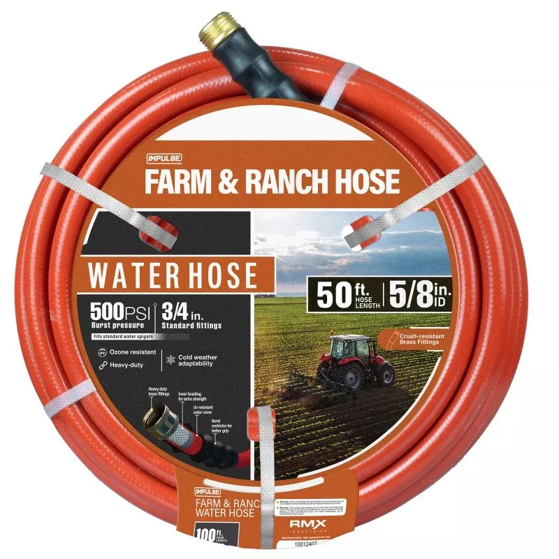 BluBird Impulse Farm & Ranch PVC Water Hose 5/8" x 50' - Red IMPV5850-RD