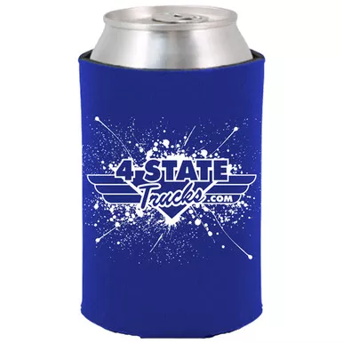 Blue Can Koozie With 4 State Trucks Logo