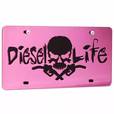 Diesel Life Pink/Chrome License Plate