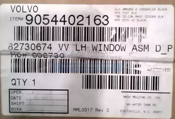 Genuine Volvo Left Side Window Assembly
