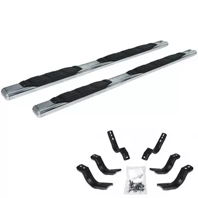Go Rhino 1000 Series 5 Inch SS Side Step Kit W/ Brackets For Ford F250 & F350 Super Duty Crew Cab 1999-2016