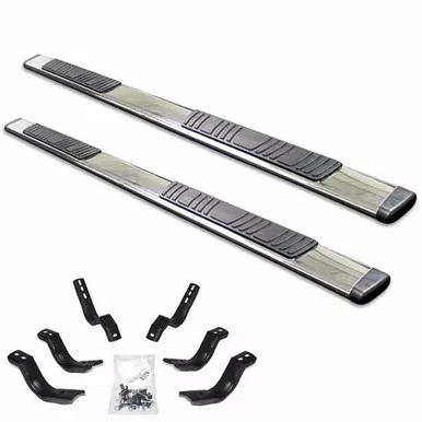 Go Rhino 5 Inch OE Xtreme Polished Stainless Steel Side Step Kit For Ford F150, Raptor Super Crew & F250, F350 Super Duty Crew Cab
