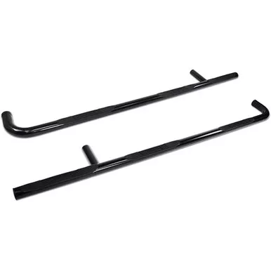 Go Rhino 6000 Series Black Steel Wheel To Wheel Side Steps W/ 3 Slip Resistant Pads For Ford F-150 W/ 4 Doors, Crew Cab, & 5 Ft. 7 In. Bed