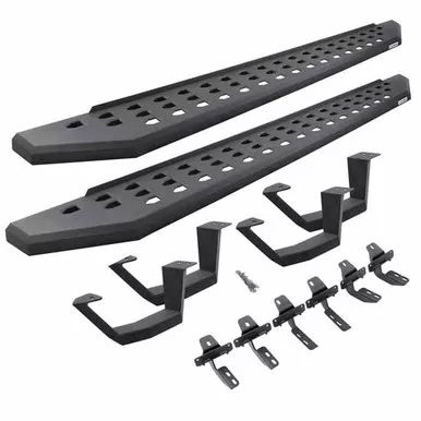 Go Rhino Black RB20 Running Board / Drop Steps Complete Set W/ Mounting Brackets For Toyota 4Runner SR5 Sport Utility