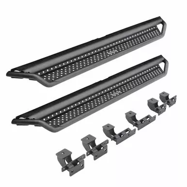 Go Rhino Black Steel Dominator D1 Cab Length Running Boards For Nissan Titan W/ 4 Doors & Crew Cabs