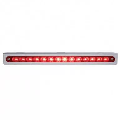 Stainless Light Bracket W/14 LED 12 Inch Sequential Light Bar - Right To Left - Red LED/ Clear Lens