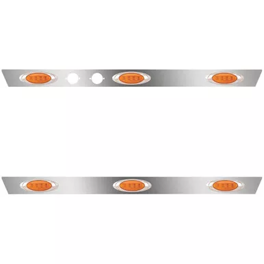 Stainless Steel Cab Panels W/ Dual Plug Holes, 6 P1 Amber/Amber LEDs For Mack Vision, Pinnacle SBA